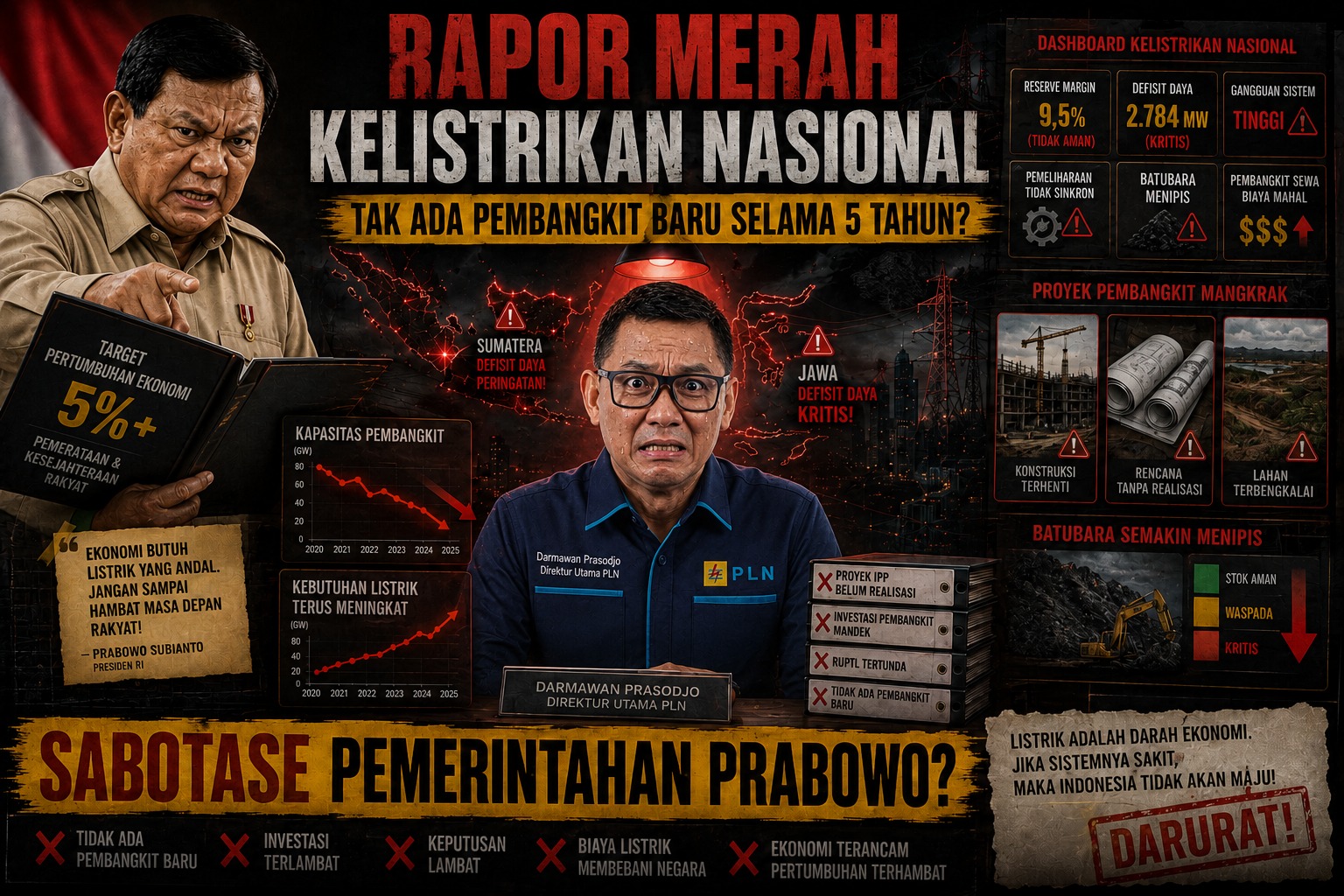 BALINEWSID.COM, JAKARTA – Indonesia's ongoing electricity crisis, particularly affecting Sumatra and Java, has drawn sharp criticism from the National Coordina…