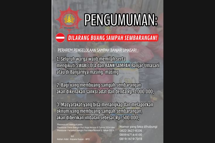 DENPASAR, BALINEWS.ID - Langkah tegas diambil Banjar Umasari, Desa Dangin Puri Kaja, Denpasar Utara, dalam mengatasi persoalan sampah. Meskipun solusi telah di…