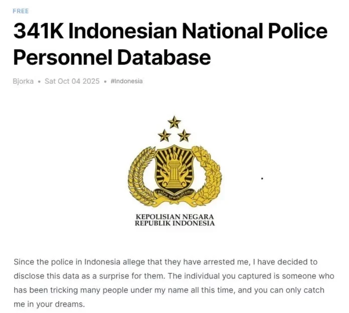 VIRAL, BALINEWS.ID - Hacker terkenal Bjorka kembali muncul dan mengklaim telah membocorkan data pribadi milik 341 ribu anggota Polri melalui platform X pada Sa…