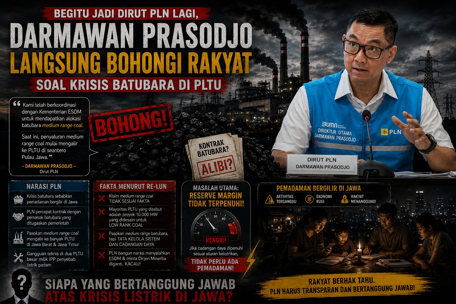 JAKARTA, BALINEWS.ID – Pernyataan Direktur Utama PT PLN (Persero) Darmawan Prasodjo mengenai pasokan batu bara untuk pembangkit listrik tenaga uap (PLTU) menua…