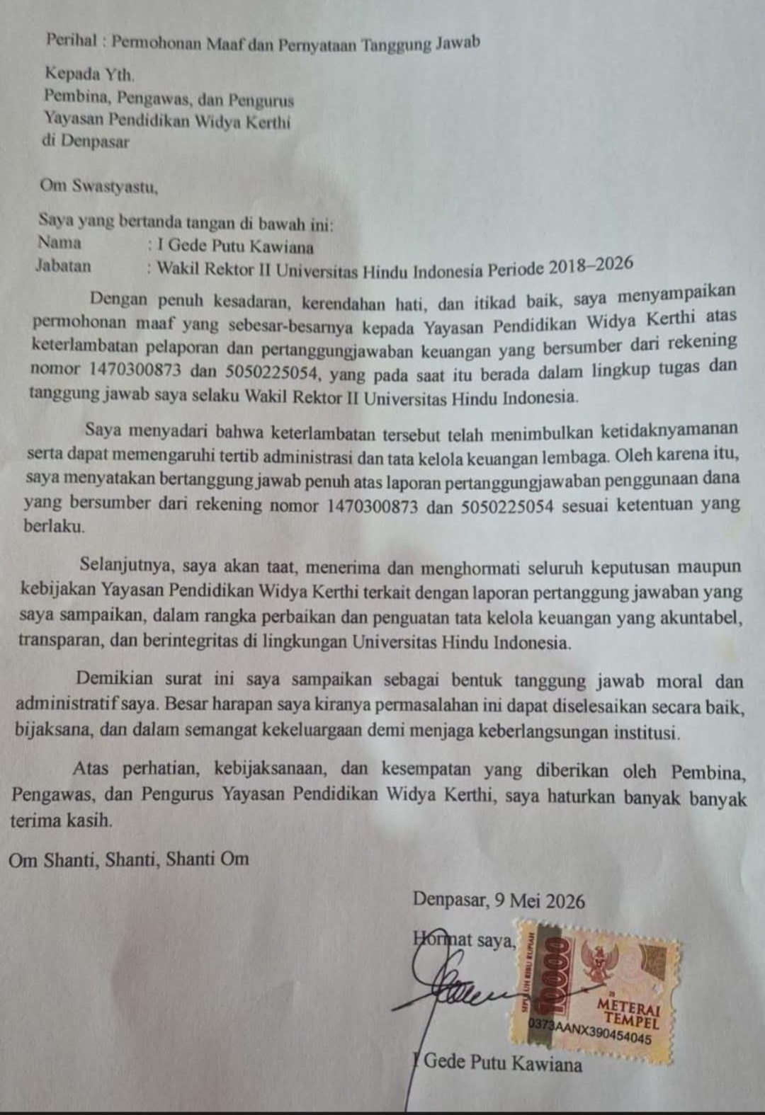 DENPASAR, BALINEWS.ID — Pengamat Media Sosial I Gusti Putu Artha menyoroti surat permohonan maaf dan pernyataan tanggung jawab yang beredar di media sosial, ya…