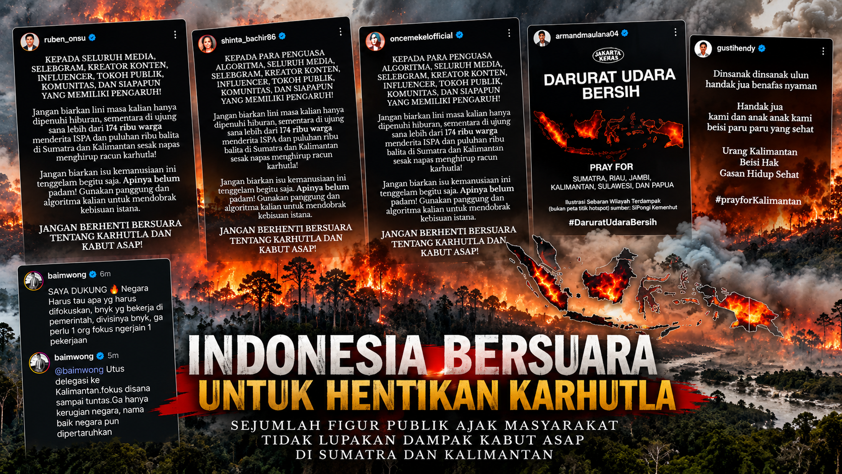 Sejumlah Figur Publik Soroti Karhutla, Ruben Onsu hingga Once Mekel Serukan Solidaritas