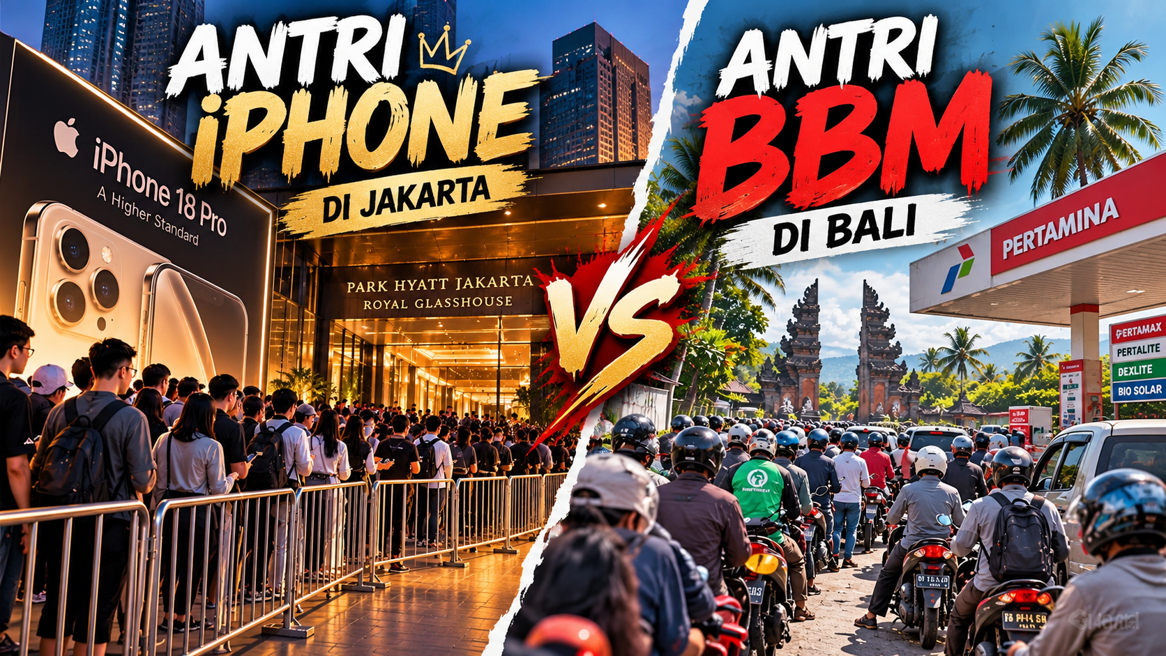 Di Jakarta Rela Antre iPhone Rp Belasan Juta, di Bali Warga Antre BBM untuk Cari Nafkah