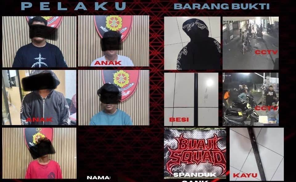 Tim Resmob/Jatanras Ditreskrimum Polda Bali berhasil meringkus lima anggota kelompok pemuda yang menamakan diri geng "Buaji Squad".