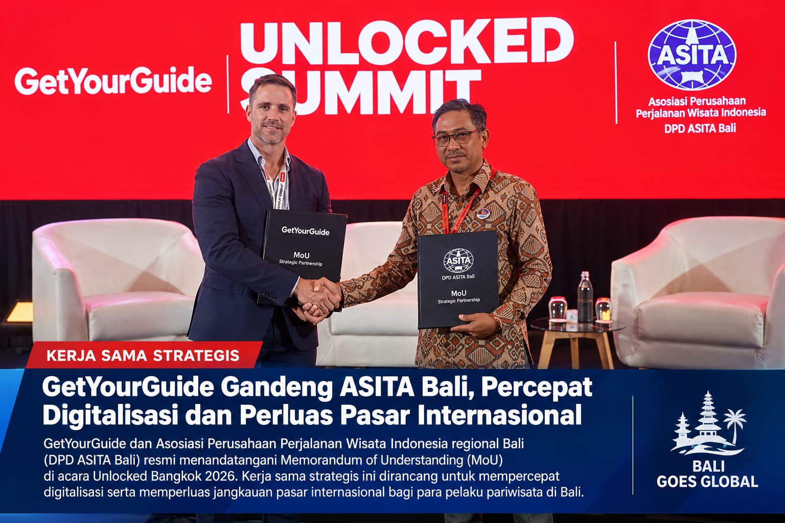Penandatanganan Memorandum of Understanding (MoU) dalam rangkaian GYG Unlocked Summit 2026 di Kimpton Maa-Lai Bangkok, Bangkok, Thailand.