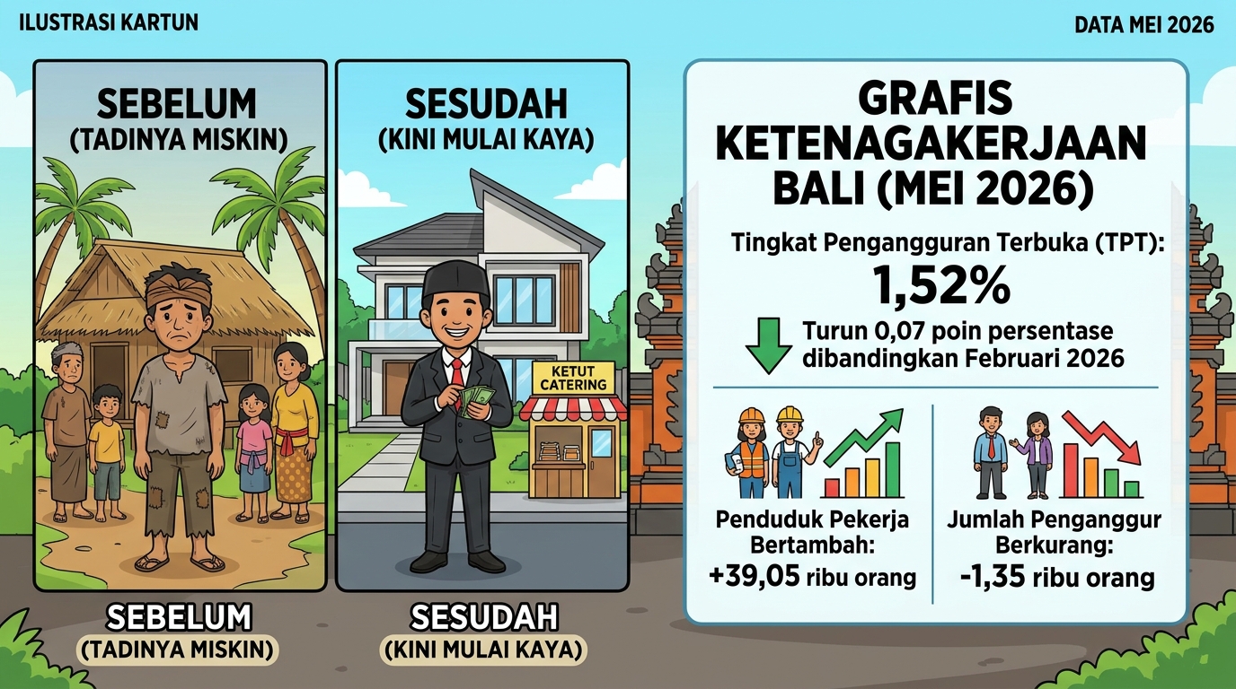 Ilustrasi mengenai angka kemiskinan Bali yang turun.