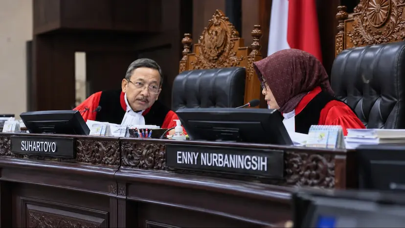 Chief Justice of the Constitutional Court, Suhartoyo, during the ruling announcement hearing at the Constitutional Court building in Jakarta, Thursday (October 15, 2026).