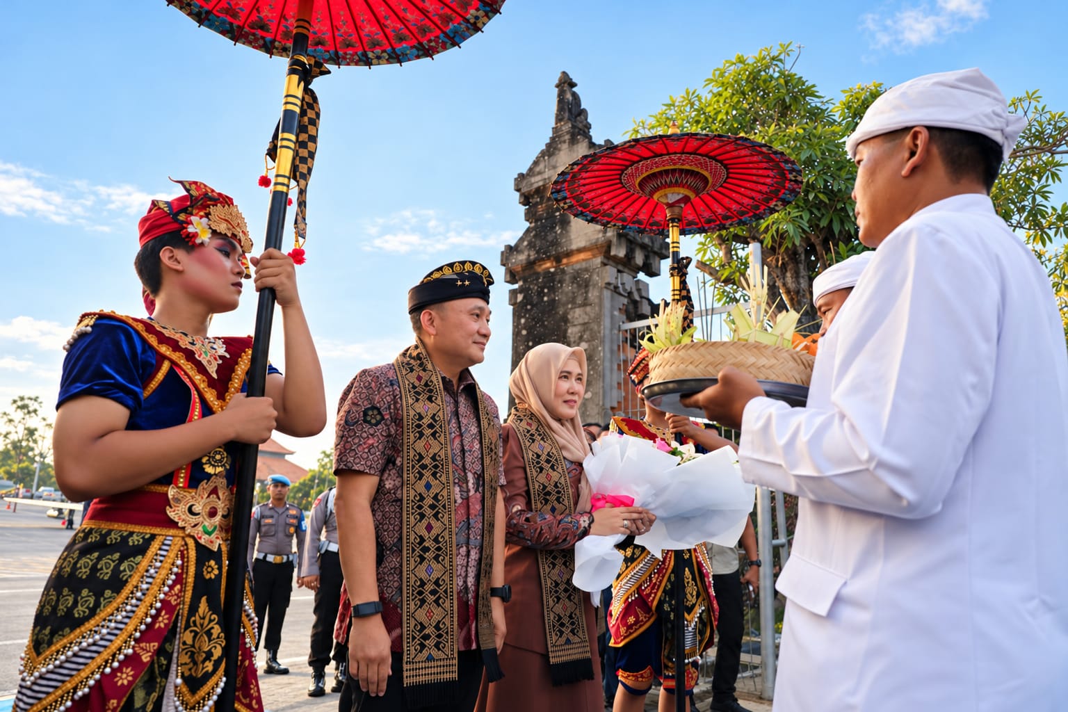 Bali’s New Police Chief Pasma Royce Arrives, Welcomed with Traditional Pendet Dance
