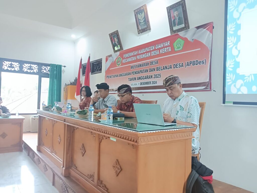 Sosialisasi mengenai penyerataan modal dari APBDes sebanyak 20 % ke BUMDes di Gianyar.