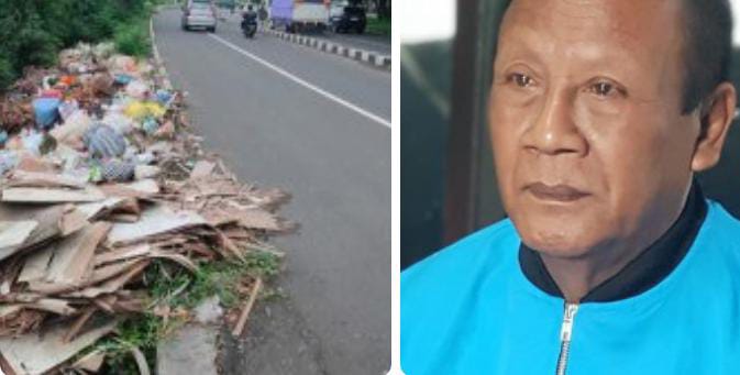 Salah satu titik sampah di Jalan IB Mantra wilayah Lembeng, Ketewel, Gianyar.