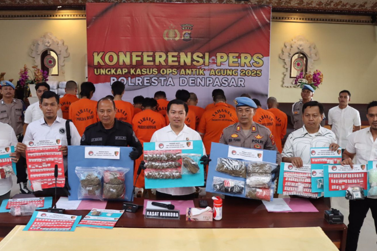 Polresta Denpasar ungkap 30 kasus narkotika selama 16 hari Ops Antik Agung.