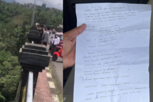 Tinggalkan sepucuk surat, Aipda AES ditemukan tewas di dasar Jembatan Tukad Bangkung, Desa Pelaga, Kecamatan Petang, Badung.
