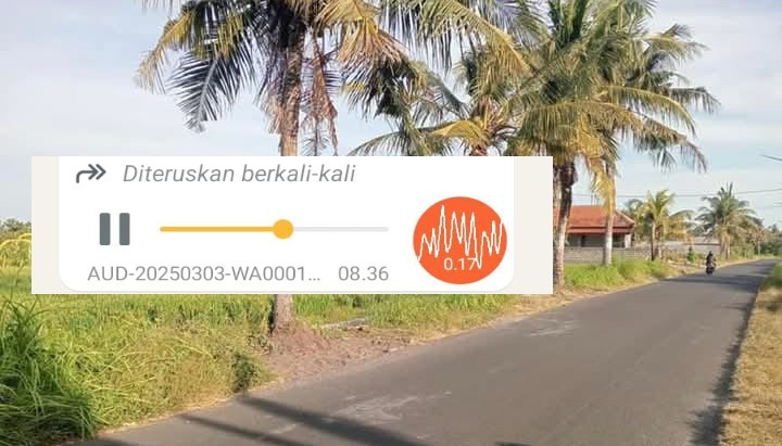 Situasi Jalan Tegenungan menuju arah Sukawati di siang hari terpantau lengang.