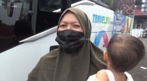 Salah satu pemudik tujuan Surabaya merasa senang dengan program Mudik Ceria dari Polres Gianyar.