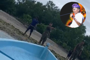 Tangkapan layar video pengusiran nelayan di perairan Serangan yang viral di media sosial.