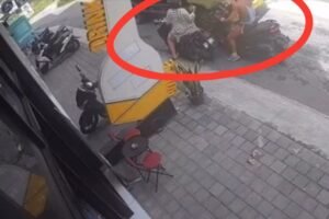 Tangkapan layar cctv penganiayaan terhadap wanita di kawasan Shortcut Canggu, Badung.