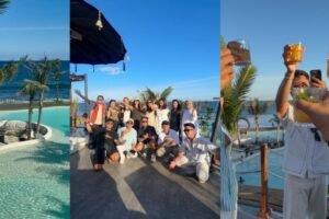 Para kreator digital berfoto bersama di acara LS Creators Gathering kedua yang digelar di Moonstone Beach Lounge, Bali, Sabtu (26/4/2025).