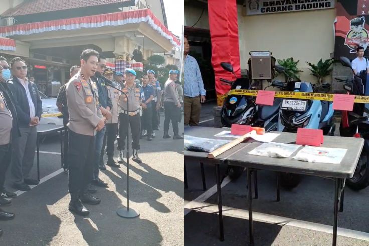 Kapolda Bali Irjen Pol Daniel Adityajaya membeberkan kronologi penangkapan tiga tersangka kasus penembakan WNA Australia dalam konferensi pers di Mapolres Badung.