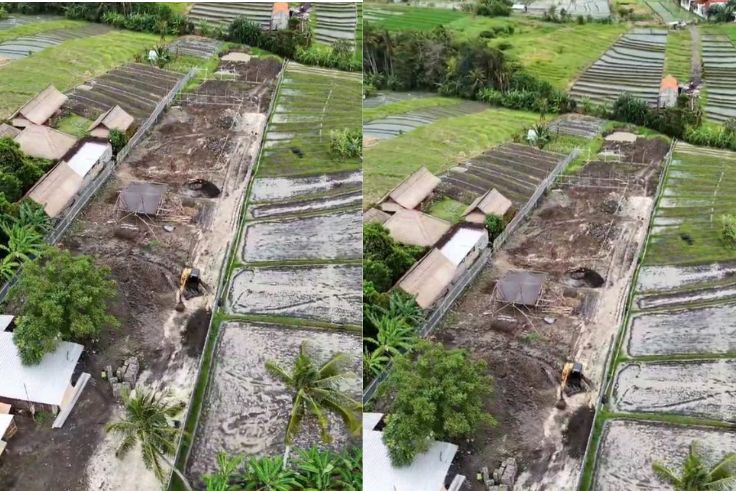 Proyek disinyalir dibangun di atas lahan sawah dilindungi dan kawasan suci di wilayah Tanah Lot, Tabanan.