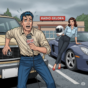 Ilustrasi penyiar radio Gelora Gianyar kehilangan helm.