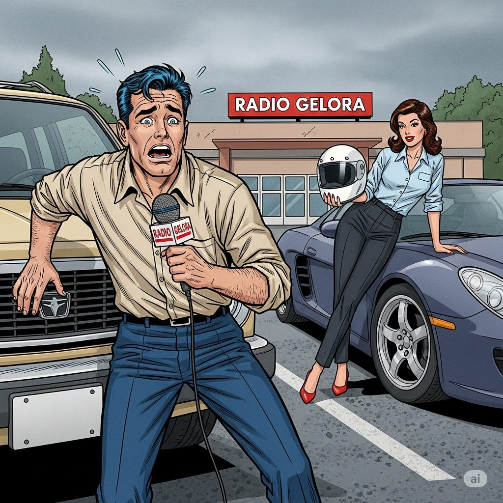 Ilustrasi penyiar radio Gelora Gianyar kehilangan helm.