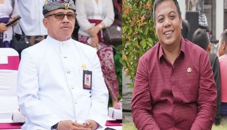 Sekda Dewa Alit Mudiartha (kiri) dan Gusti Bem peraih skor tertinggi di seleksi Sekda.