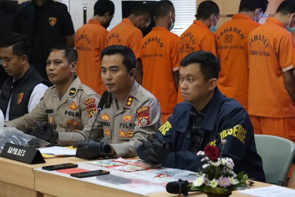 Kapolres Gianyar AKBP Candra C. Kesuma ungkap jajaran Reskrim tangkap 17 pelaku kriminal selama Juli 2025.