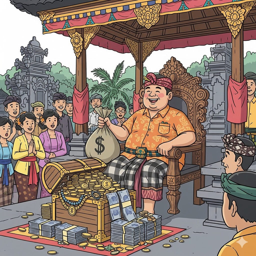 Ilustrasi raja kecil dengan harta melimpah.