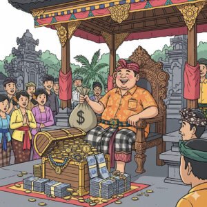 Ilustrasi raja kecil dengan harta melimpah.