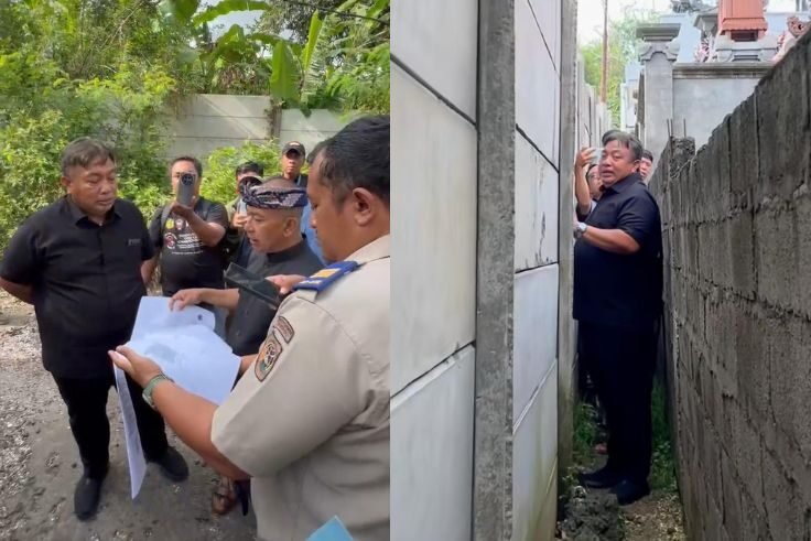 Nyoman Parta meninjau langsung tembok beton oleh GWK yang membatasi akses warga.