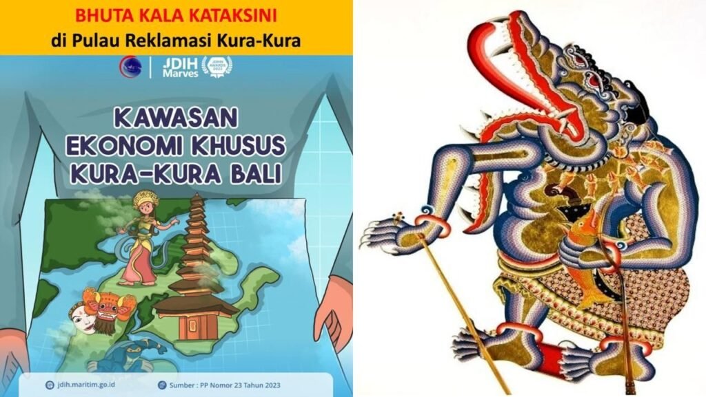 Wajah reklamasi Pulau Kura-Kura di pesisir Serangan yang menyerupai Bhuta Kala Kataksini. (Istimewa)