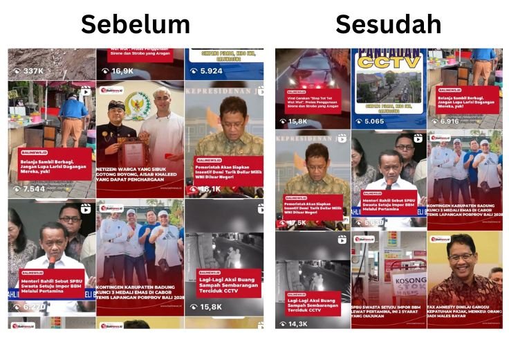 Tangkapan layar postingan sebelum dan sesudah di take down pada Selasa, 23 September 2025.
