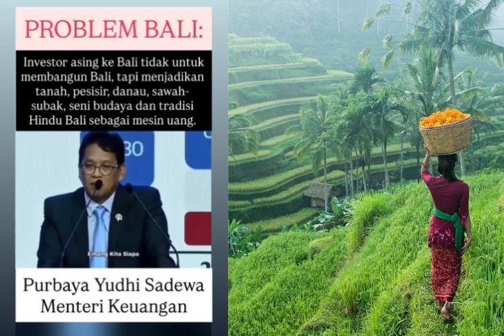 Tangkapan layar unggahan Sugi Lanus (kiri) dan Potret alam di Bali (kanan).