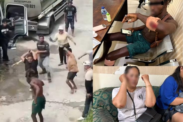 WNA dan pekerja proyek terlibat keributan di Pantai Suluban pada Minggu (23/11/2025).