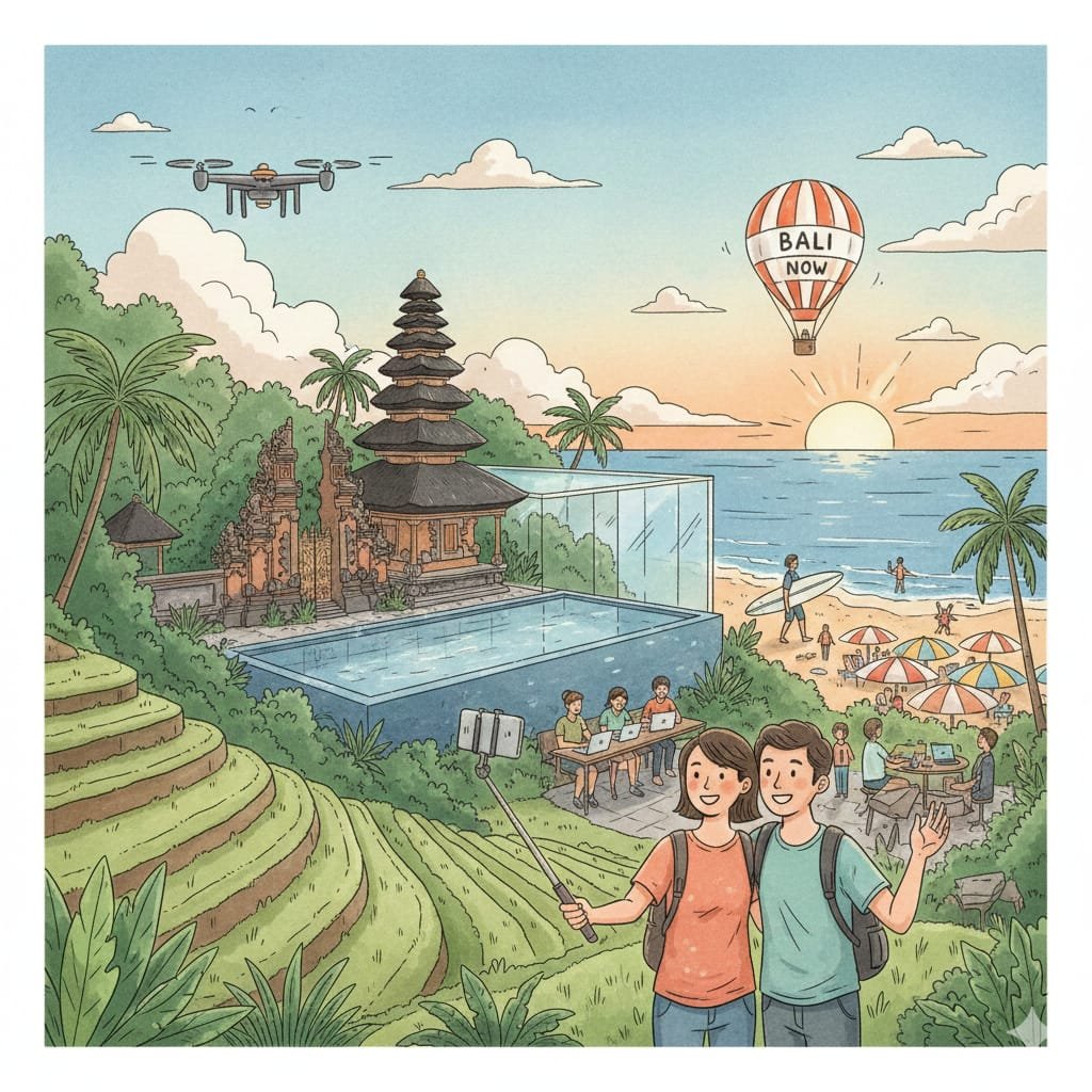 ilustrasi pariwisata Bali masa kini.
