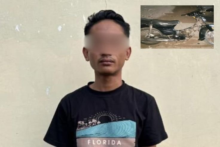 Pelaku curanmor beserta barang bukti sepeda motor hasil kejahatan diamankan di Mapolsek Denpasar Timur.