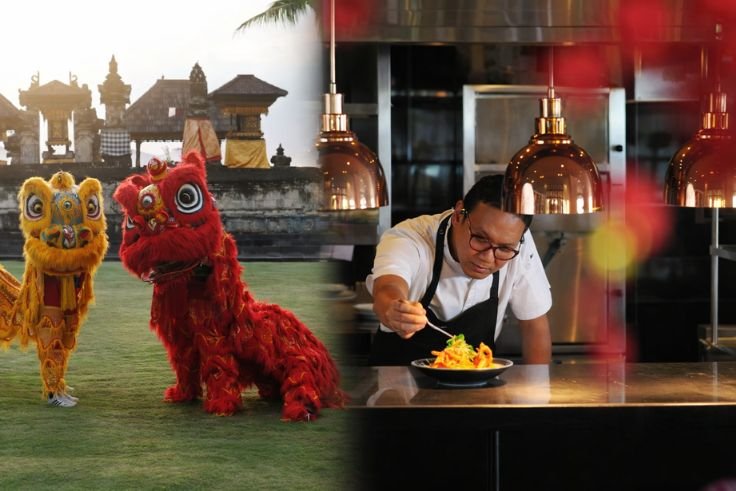 Lion dance performances and festive culinary preparations enliven Lunar New Year celebrations at Alila Seminyak, Bali.