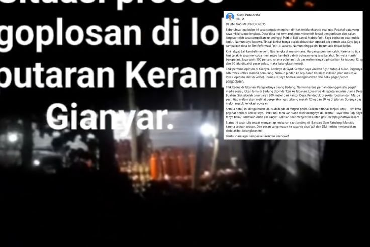 I Gusti Putu Artha mengungkap dugaan praktik pengoplosan gas elpiji bersubsidi di wilayah Gianyar melalui unggahan di media sosialnya.