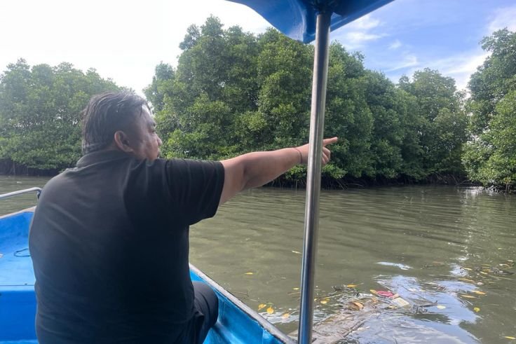 Anggota Komisi III DPR RI Dapil Bali I, Nyoman Parta, meninjau lokasi ratusan mangrove mati di kawasan Pelindo Benoa, Denpasar Selatan.