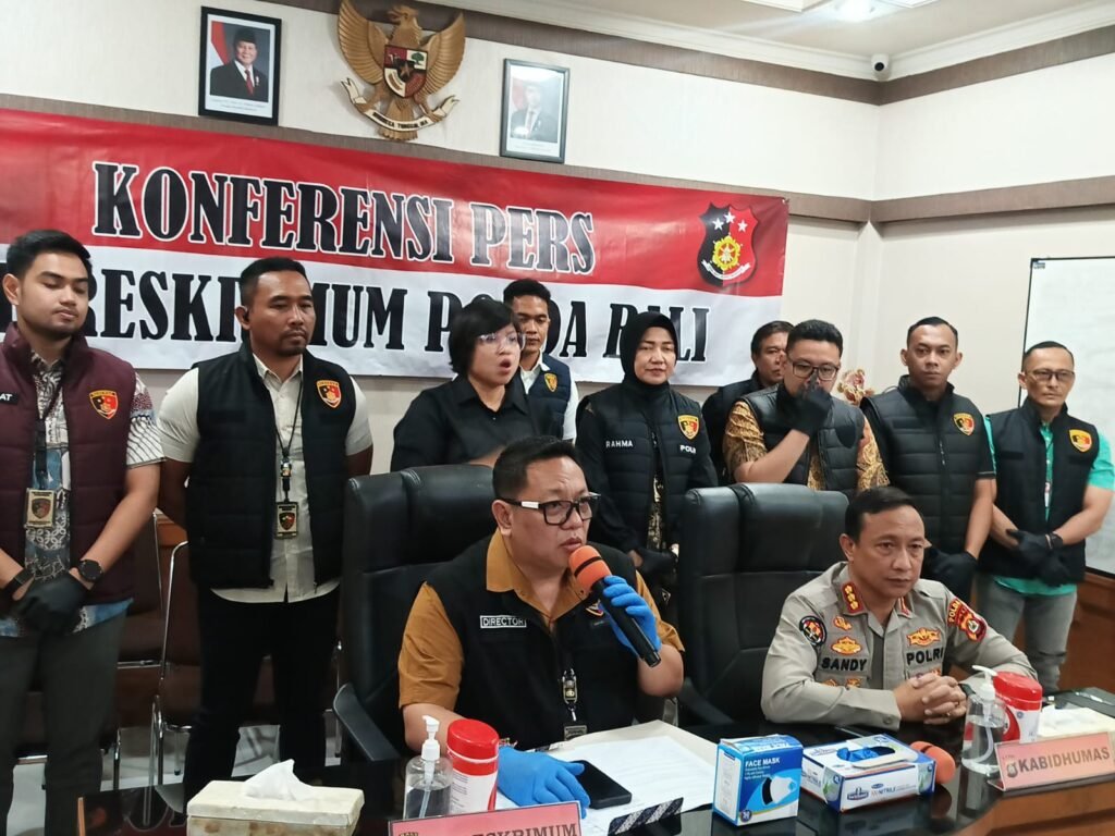 Konferensi pers oleh Ditreskrimum Polda Bali.