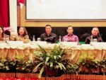 Putu Winastra (ditengah) saat memberikan paparan pada Konferensi Pers Road to 12th BBTF 2026 di Bali Tropic Resort & Spa, Senin (30/3).