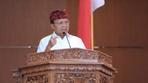 Gubernur Bali, Wayan Koster saat memaparkan capaian 1 tahun kinerja.