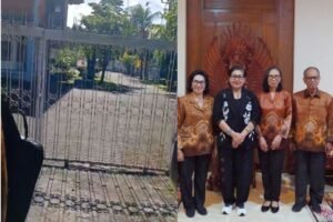 Kantor Kesbangpol Provinsi Bali dikunci pada Sabtu (14/3/2026) (kiri) dan pertemuan di Jayasabha (kanan).