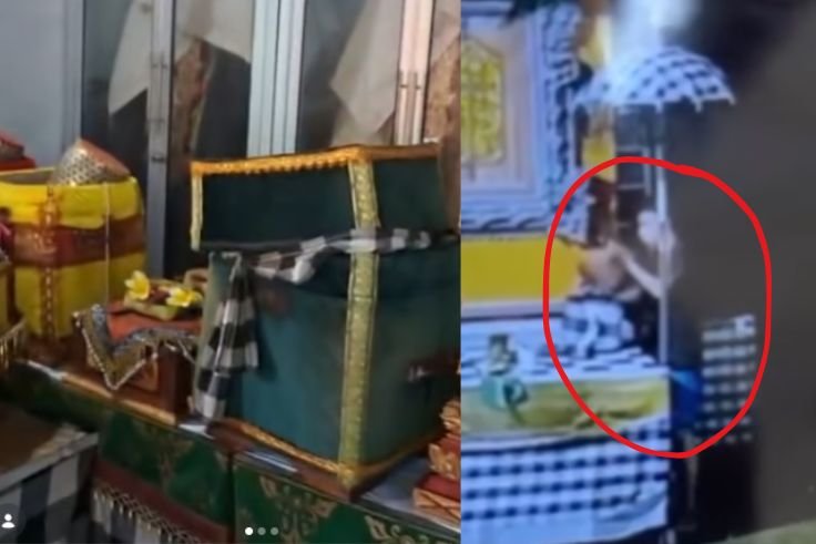 Pelaku tak dikenal terekam CCTV diduga mengacak-acak tempat penyimpanan topeng sakral di Pura Dalem Sudha, Desa Adat Sidakarya, Denpasar Selatan.