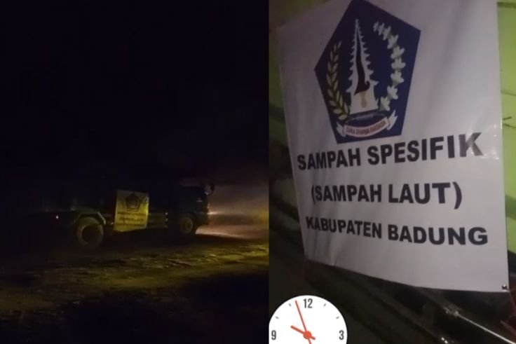 Puluhan Truk DLHK Badung membawa dan membuang Sampah Spesifik Pantai ke TPA Suwung pada Jumat (10/4) malam.