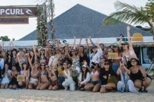 Hundreds of women gathered at the Rip Curl School of Surf in Sanur on May 10, 2026.