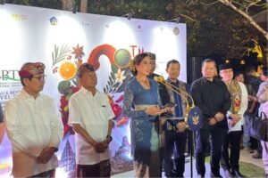 Menteri Pariwisata RI Widiyanti Putri Wardana saat memaparkan peningkatan kunjungan wisatawan Indonesia pada pembukaan BBTF 2026 di Bali, Kamis (28/5/2026).