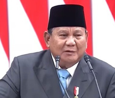 Presiden RI Prabowo Subianto saat sidang di DPR RI.