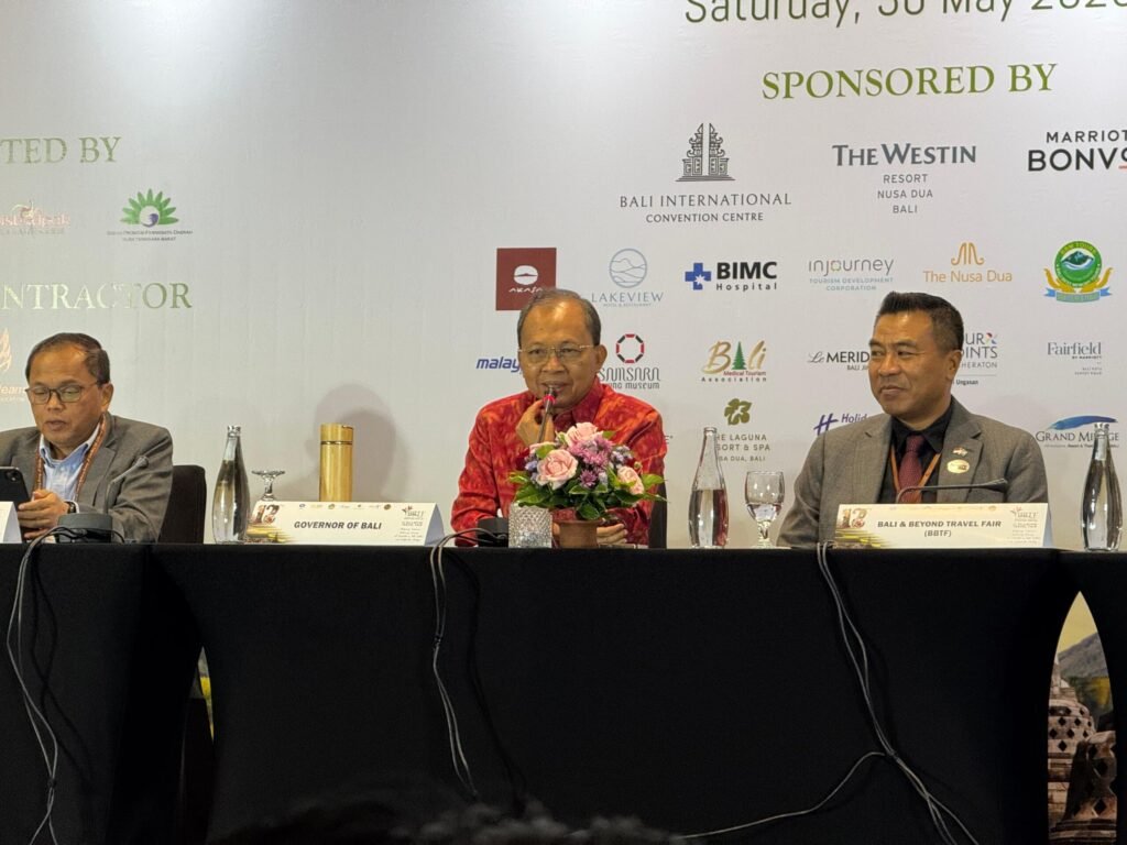 Gubernur Koster saat menghadiri press conference BBTF 2026, Sabtu (30/5).