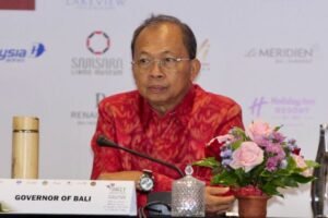 Gubernur Bali, Wayan Koster saat menghadiri press conference BBTF 2026, Sabtu (30/5).